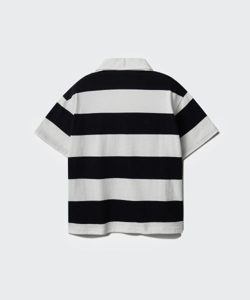 MUSINSA STANDARD KIDS（ムシンサスタンダードキッズ）の「ストライプ半袖ラグビーシャツ[ブラック/ホワイト]（ポロシャツ・レディース・その他・130/110/120/140/100/150/160）」の3枚目の写真