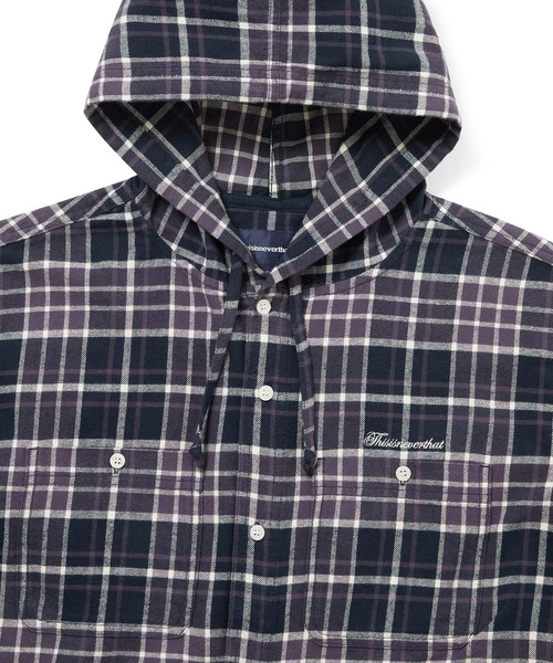thisisneverthat(ディスイズネバーザット)の「Flannel Hooded Check Shirt(シャツ/ブラウス・メンズ・グリーン/パープル・L/M/S/XL)」の5枚目の写真