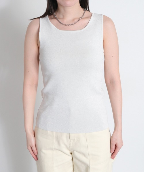 cepo（セポ）の「〈前後2way〉ラメソウバリニットタンクトップ（タンクトップ・レディース・ブラック/オフホワイト/ベージュ・M）」の14枚目の写真
