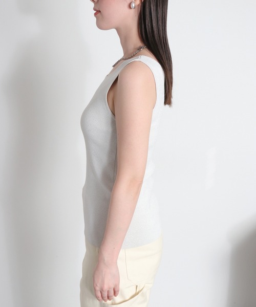 cepo（セポ）の「〈前後2way〉ラメソウバリニットタンクトップ（タンクトップ・レディース・ブラック/オフホワイト/ベージュ・M）」の15枚目の写真