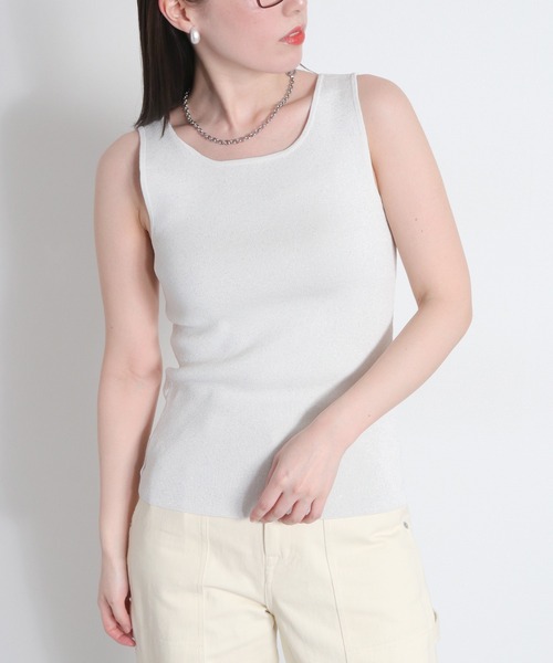 cepo（セポ）の「〈前後2way〉ラメソウバリニットタンクトップ（タンクトップ・レディース・ブラック/オフホワイト/ベージュ・M）」の13枚目の写真