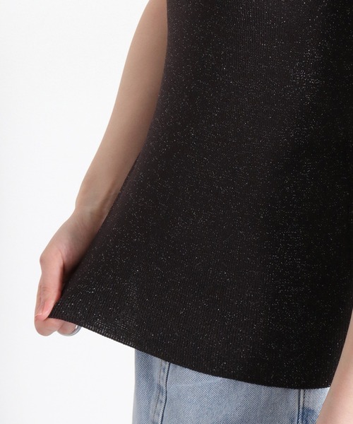 cepo（セポ）の「〈前後2way〉ラメソウバリニットタンクトップ（タンクトップ・レディース・ブラック/オフホワイト/ベージュ・M）」の8枚目の写真