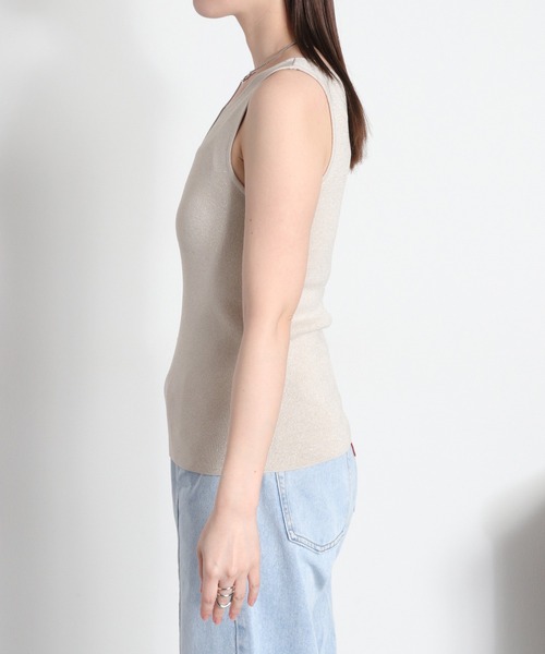 cepo（セポ）の「〈前後2way〉ラメソウバリニットタンクトップ（タンクトップ・レディース・ブラック/オフホワイト/ベージュ・M）」の19枚目の写真