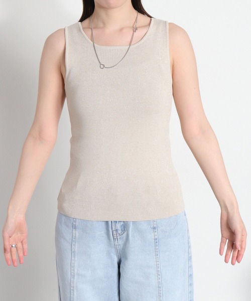 cepo（セポ）の「〈前後2way〉ラメソウバリニットタンクトップ（タンクトップ・レディース・ブラック/オフホワイト/ベージュ・M）」の20枚目の写真