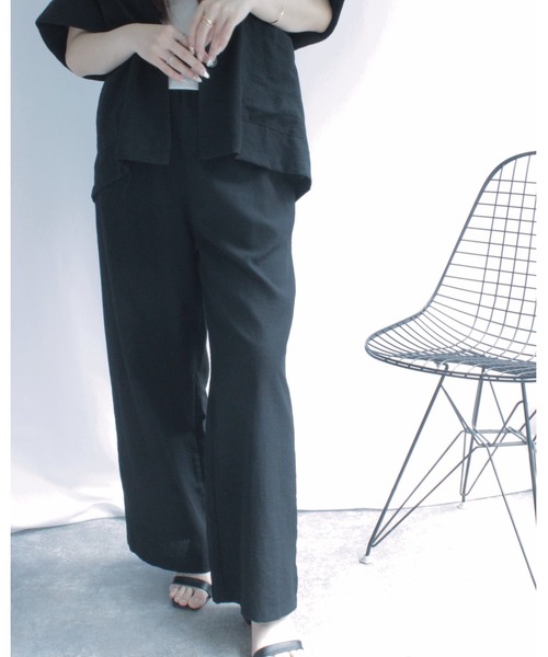amini(アミニ)の「ベスト×パンツ リネンライク セットアップ(Tシャツ/カットソー・レディース・ブラック系その他/ブラック・MEDIUM)」の5枚目の写真