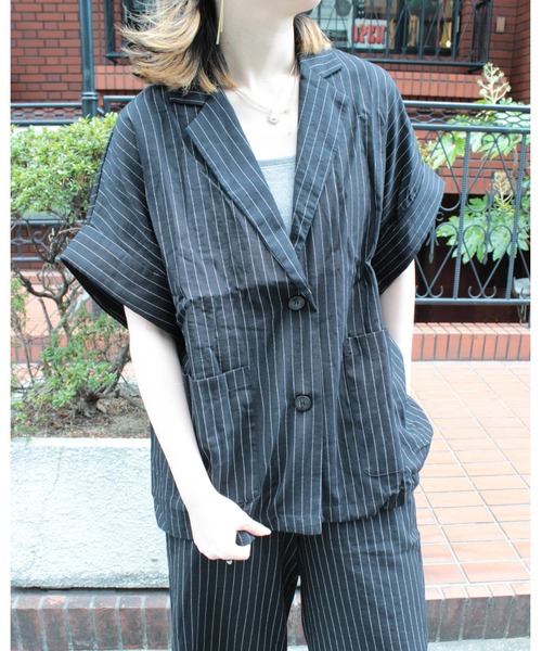 amini(アミニ)の「ベスト×パンツ リネンライク セットアップ(Tシャツ/カットソー・レディース・ブラック系その他/ブラック・MEDIUM)」の8枚目の写真