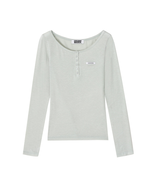 CRANK（クランク）の「ベーシックヘンリーネックトップ_ミント（Tシャツ/カットソー・レディース・その他・FREE）」の5枚目の写真