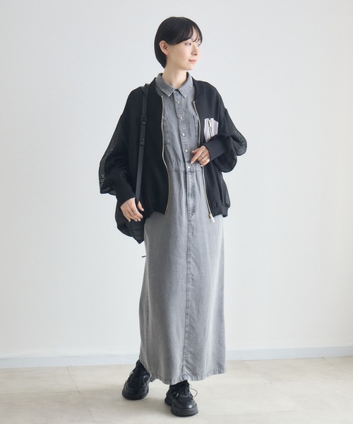 Paradise Picnic（パラダイスピクニック）の「配色メッシュブルゾン（ブルゾン・レディース・ベージュ/アイボリー/ブラック・FREE）」の11枚目の写真