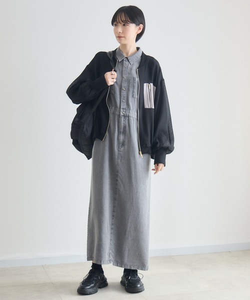 Paradise Picnic（パラダイスピクニック）の「配色メッシュブルゾン（ブルゾン・レディース・ベージュ/アイボリー/ブラック・FREE）」の12枚目の写真