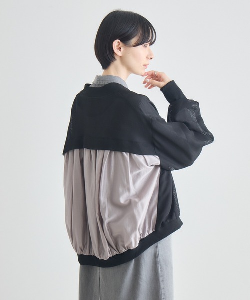 Paradise Picnic（パラダイスピクニック）の「配色メッシュブルゾン（ブルゾン・レディース・ベージュ/アイボリー/ブラック・FREE）」の9枚目の写真