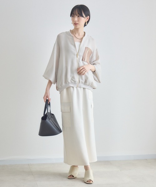 Paradise Picnic（パラダイスピクニック）の「配色メッシュブルゾン（ブルゾン・レディース・ベージュ/アイボリー/ブラック・FREE）」の21枚目の写真