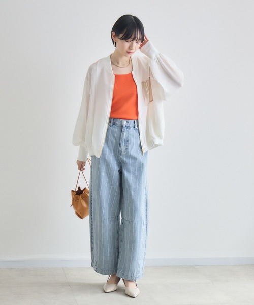 Paradise Picnic（パラダイスピクニック）の「配色メッシュブルゾン（ブルゾン・レディース・ベージュ/アイボリー/ブラック・FREE）」の4枚目の写真