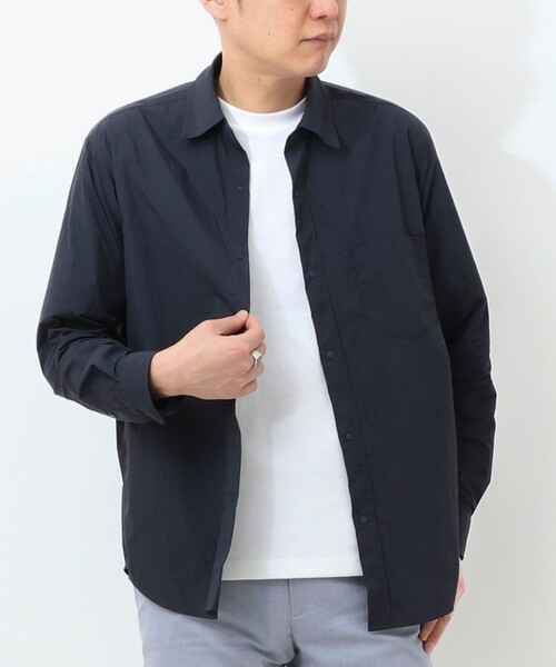 NOLLEY'S LIGHT（ノーリーズライト）の「ナイロンリップ レギュラーカラーシャツ（シャツ/ブラウス・メンズ・ブラック/キナリ/ネイビー・M/L）」の3枚目の写真