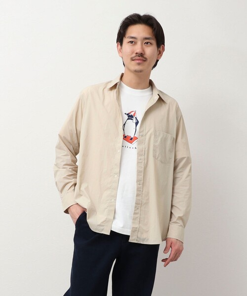 NOLLEY'S LIGHT（ノーリーズライト）の「ナイロンリップ レギュラーカラーシャツ（シャツ/ブラウス・メンズ・ブラック/キナリ/ネイビー・M/L）」の4枚目の写真
