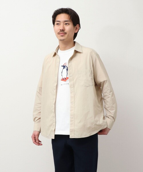 NOLLEY'S LIGHT（ノーリーズライト）の「ナイロンリップ レギュラーカラーシャツ（シャツ/ブラウス・メンズ・ブラック/キナリ/ネイビー・M/L）」の5枚目の写真