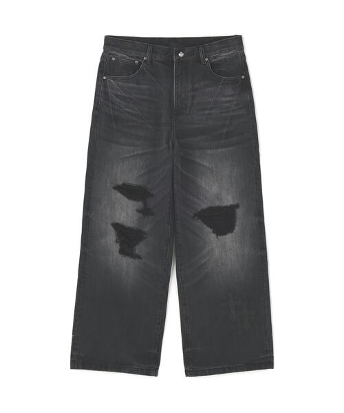 SUPPLIER(サプライヤー)の「SUPPLIER/サプライヤー/Multiple Cross Leather Patch Baggy Denim(デニムパンツ・メンズ・ブラック/ブルー・S/M/L)」の2枚目の写真