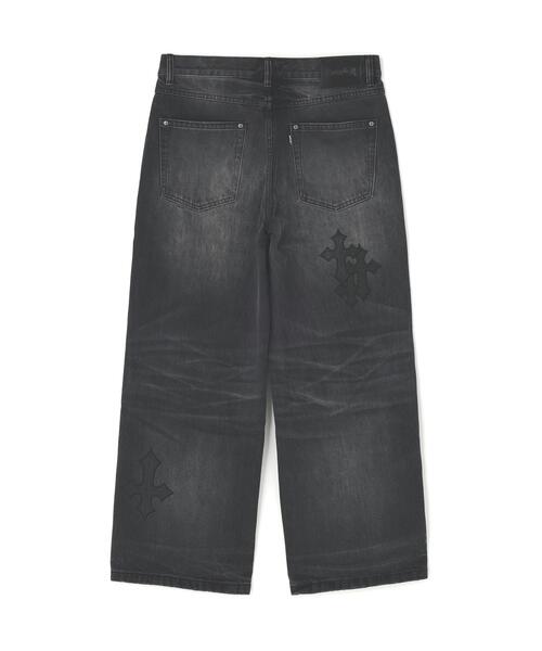 SUPPLIER(サプライヤー)の「SUPPLIER/サプライヤー/Multiple Cross Leather Patch Baggy Denim(デニムパンツ・メンズ・ブラック/ブルー・S/M/L)」の3枚目の写真