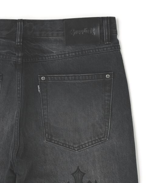 SUPPLIER(サプライヤー)の「SUPPLIER/サプライヤー/Multiple Cross Leather Patch Baggy Denim(デニムパンツ・メンズ・ブラック/ブルー・S/M/L)」の8枚目の写真
