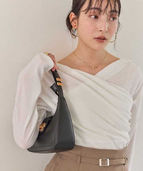 VIS(ビス)の「シアードレープトップス/イージーケア(Tシャツ/カットソー・レディース・サックスブルー/オフホワイト/ネイビー・FREE)」の1枚目の写真