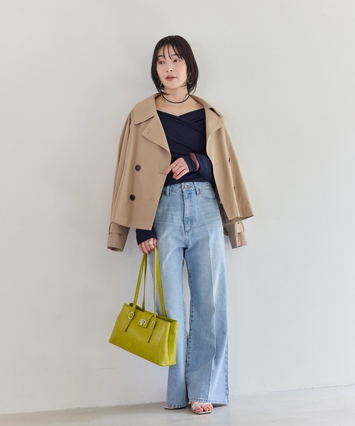 VIS(ビス)の「シアードレープトップス/イージーケア(Tシャツ/カットソー・レディース・サックスブルー/オフホワイト/ネイビー・FREE)」の5枚目の写真
