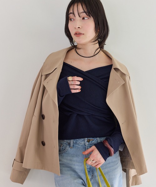 VIS(ビス)の「シアードレープトップス/イージーケア(Tシャツ/カットソー・レディース・サックスブルー/オフホワイト/ネイビー・FREE)」の4枚目の写真