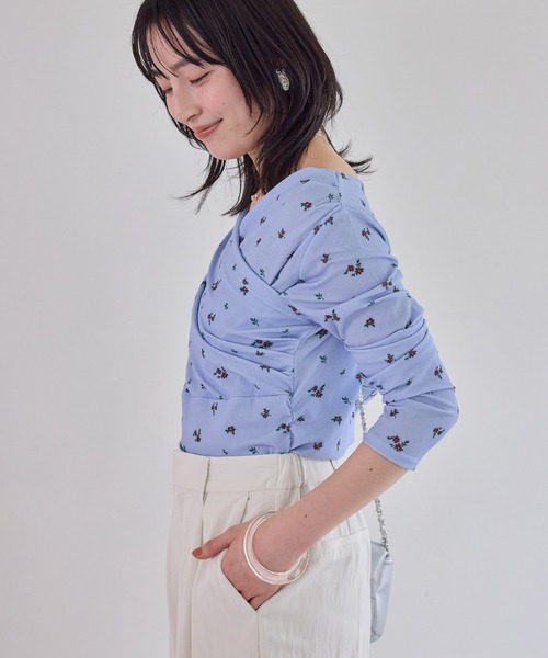 VIS(ビス)の「シアードレープトップス/イージーケア(Tシャツ/カットソー・レディース・サックスブルー/オフホワイト/ネイビー・FREE)」の8枚目の写真
