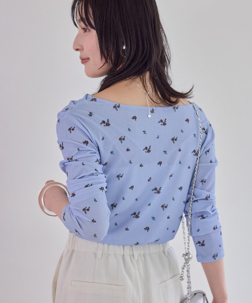 VIS(ビス)の「シアードレープトップス/イージーケア(Tシャツ/カットソー・レディース・サックスブルー/オフホワイト/ネイビー・FREE)」の9枚目の写真