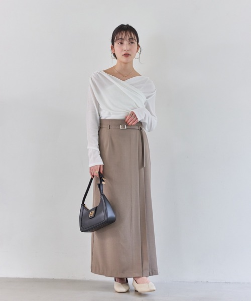 VIS(ビス)の「シアードレープトップス/イージーケア(Tシャツ/カットソー・レディース・サックスブルー/オフホワイト/ネイビー・FREE)」の14枚目の写真
