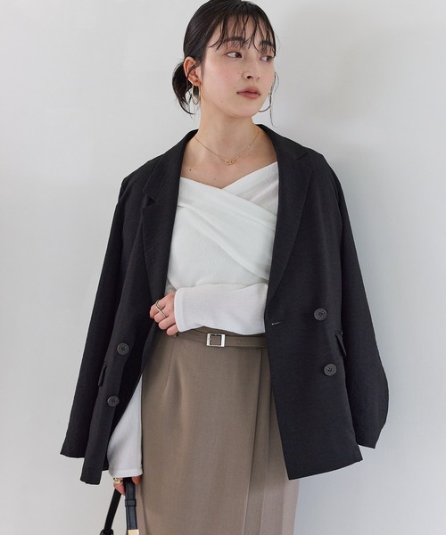 VIS(ビス)の「シアードレープトップス/イージーケア(Tシャツ/カットソー・レディース・サックスブルー/オフホワイト/ネイビー・FREE)」の16枚目の写真
