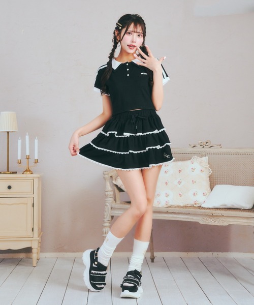 ReAmour(リアムール)の「レースラインTシャツ(Tシャツ/カットソー・レディース・ピンク/ブラック・FREE)」の10枚目の写真