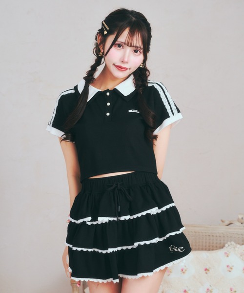 ReAmour(リアムール)の「レースラインTシャツ(Tシャツ/カットソー・レディース・ピンク/ブラック・FREE)」の11枚目の写真