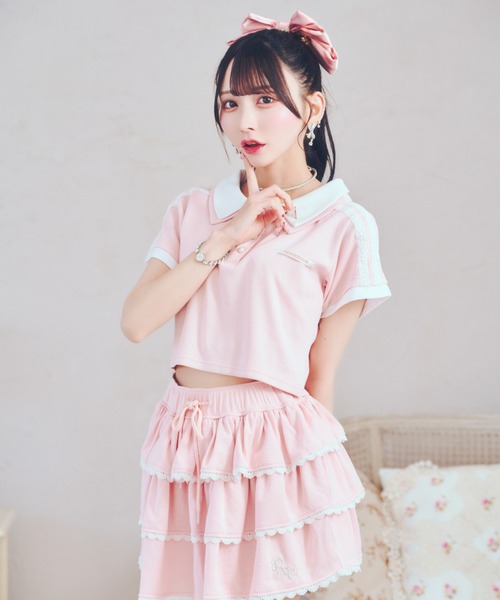ReAmour(リアムール)の「レースラインTシャツ(Tシャツ/カットソー・レディース・ピンク/ブラック・FREE)」の15枚目の写真