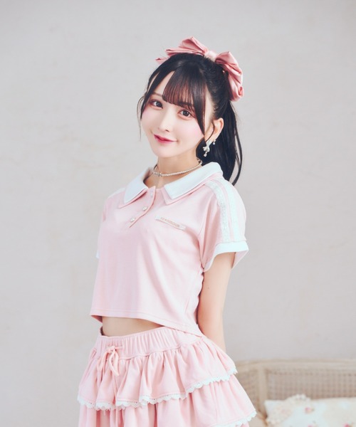 ReAmour(リアムール)の「レースラインTシャツ(Tシャツ/カットソー・レディース・ピンク/ブラック・FREE)」の14枚目の写真