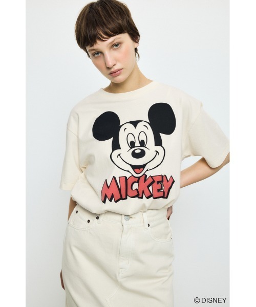 AZUL by moussy(アズールバイマウジー)の「ADルーズ半袖プリントT / MICKEY(Tシャツ/カットソー・レディース・オフホワイト/杢グレー/ブラック・SMALL/MEDIUM)」の4枚目の写真