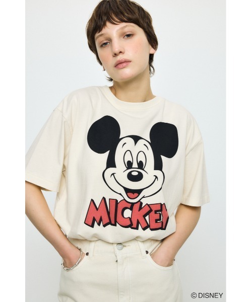 AZUL by moussy(アズールバイマウジー)の「ADルーズ半袖プリントT / MICKEY(Tシャツ/カットソー・レディース・オフホワイト/杢グレー/ブラック・SMALL/MEDIUM)」の5枚目の写真