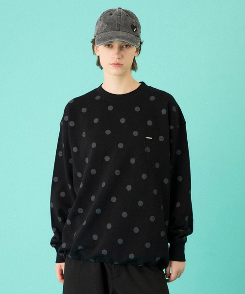 ONCILY(オンシェリー)の「DOT PATTERN HEART LOGO DRAW CODE SWEAT / ドットハートロゴドローコードスウェット(スウェット・メンズ・ブラック/杢グレー・LARGE/MEDIUM/SMALL)」の11枚目の写真