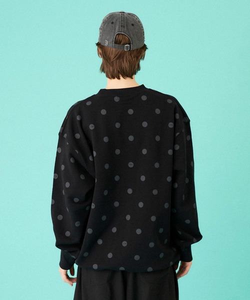 ONCILY(オンシェリー)の「DOT PATTERN HEART LOGO DRAW CODE SWEAT / ドットハートロゴドローコードスウェット(スウェット・メンズ・ブラック/杢グレー・LARGE/MEDIUM/SMALL)」の15枚目の写真