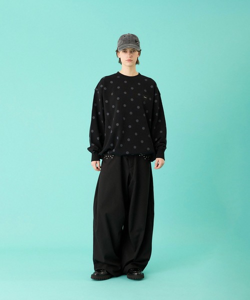 ONCILY(オンシェリー)の「DOT PATTERN HEART LOGO DRAW CODE SWEAT / ドットハートロゴドローコードスウェット(スウェット・メンズ・ブラック/杢グレー・LARGE/MEDIUM/SMALL)」の16枚目の写真