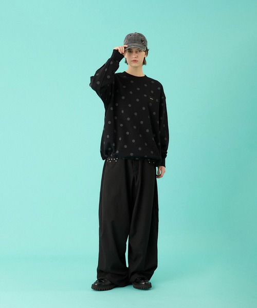 ONCILY(オンシェリー)の「DOT PATTERN HEART LOGO DRAW CODE SWEAT / ドットハートロゴドローコードスウェット(スウェット・メンズ・ブラック/杢グレー・LARGE/MEDIUM/SMALL)」の17枚目の写真