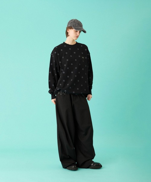 ONCILY(オンシェリー)の「DOT PATTERN HEART LOGO DRAW CODE SWEAT / ドットハートロゴドローコードスウェット(スウェット・メンズ・ブラック/杢グレー・LARGE/MEDIUM/SMALL)」の18枚目の写真