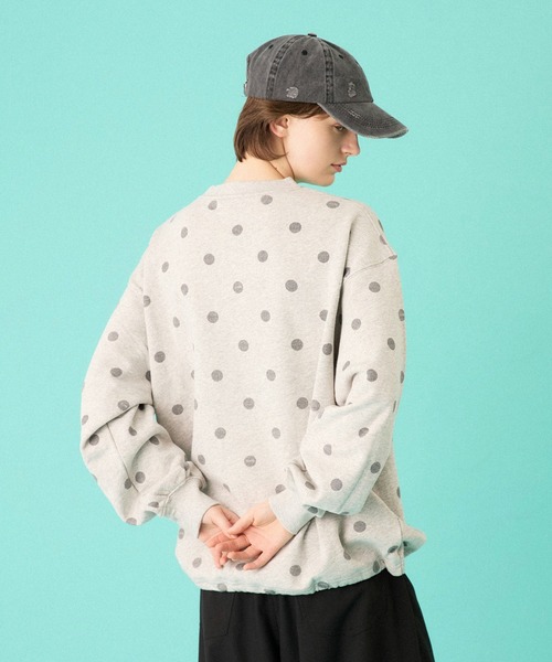 ONCILY(オンシェリー)の「DOT PATTERN HEART LOGO DRAW CODE SWEAT / ドットハートロゴドローコードスウェット(スウェット・メンズ・ブラック/杢グレー・LARGE/MEDIUM/SMALL)」の6枚目の写真
