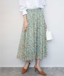 花柄シフォンスカート/洗える