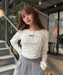 RAY CASSIN | 【花柄 / ボーダー】ボレロレイヤードキャミセット(Tシャツ/カットソー)