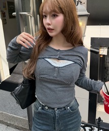 RAY CASSIN | 【花柄 / ボーダー】ボレロレイヤードキャミセット(Tシャツ/カットソー)