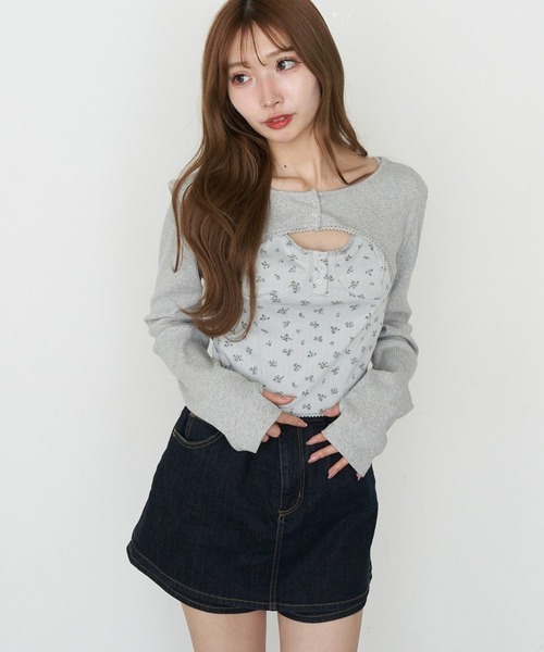 RAY CASSIN（レイカズン）の「【花柄 / ボーダー】ボレロレイヤードキャミセット（Tシャツ/カットソー・レディース・グレー系その他2/グレー系その他3/ホワイト系その他2/ブルー系その他3・FREE）」の13枚目の写真