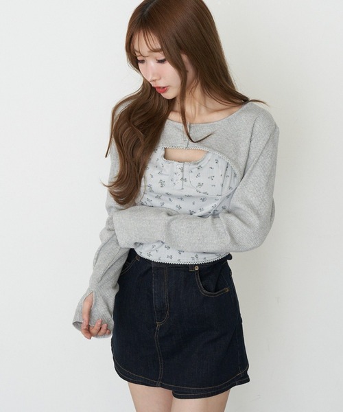 RAY CASSIN（レイカズン）の「【花柄 / ボーダー】ボレロレイヤードキャミセット（Tシャツ/カットソー・レディース・グレー系その他2/グレー系その他3/ホワイト系その他2/ブルー系その他3・FREE）」の14枚目の写真