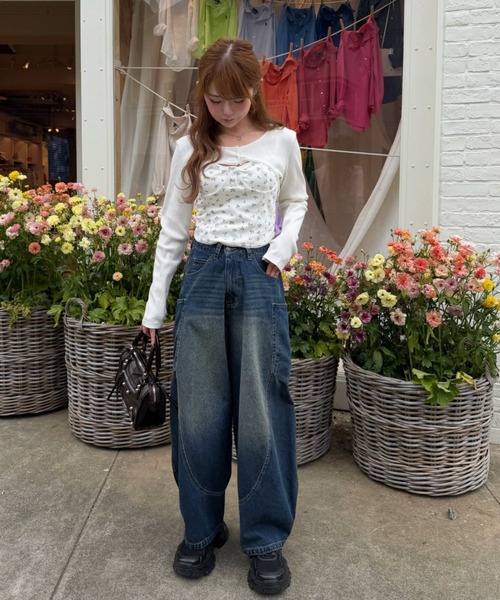 RAY CASSIN（レイカズン）の「【花柄 / ボーダー】ボレロレイヤードキャミセット（Tシャツ/カットソー・レディース・グレー系その他2/グレー系その他3/ホワイト系その他2/ブルー系その他3・FREE）」の5枚目の写真