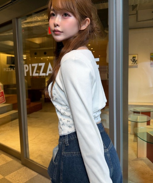 RAY CASSIN（レイカズン）の「【花柄 / ボーダー】ボレロレイヤードキャミセット（Tシャツ/カットソー・レディース・グレー系その他2/グレー系その他3/ホワイト系その他2/ブルー系その他3・FREE）」の8枚目の写真