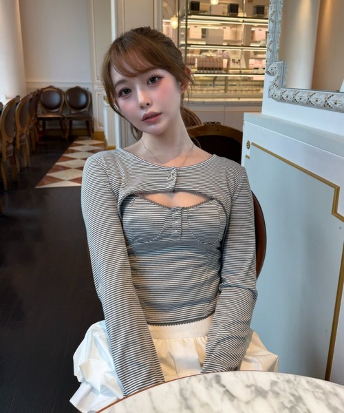 RAY CASSIN（レイカズン）の「【花柄 / ボーダー】ボレロレイヤードキャミセット（Tシャツ/カットソー・レディース・グレー系その他2/グレー系その他3/ホワイト系その他2/ブルー系その他3・FREE）」の20枚目の写真