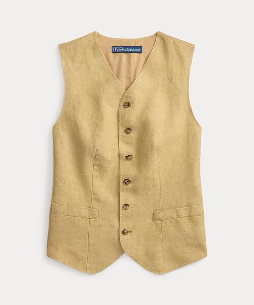 POLO RALPH LAUREN（ポロ ラルフ ローレン）の「ボタンド デラヴェ リネン ベスト（ベスト・レディース・ブラウン系5・00/8/6/4/0/2）」の4枚目の写真